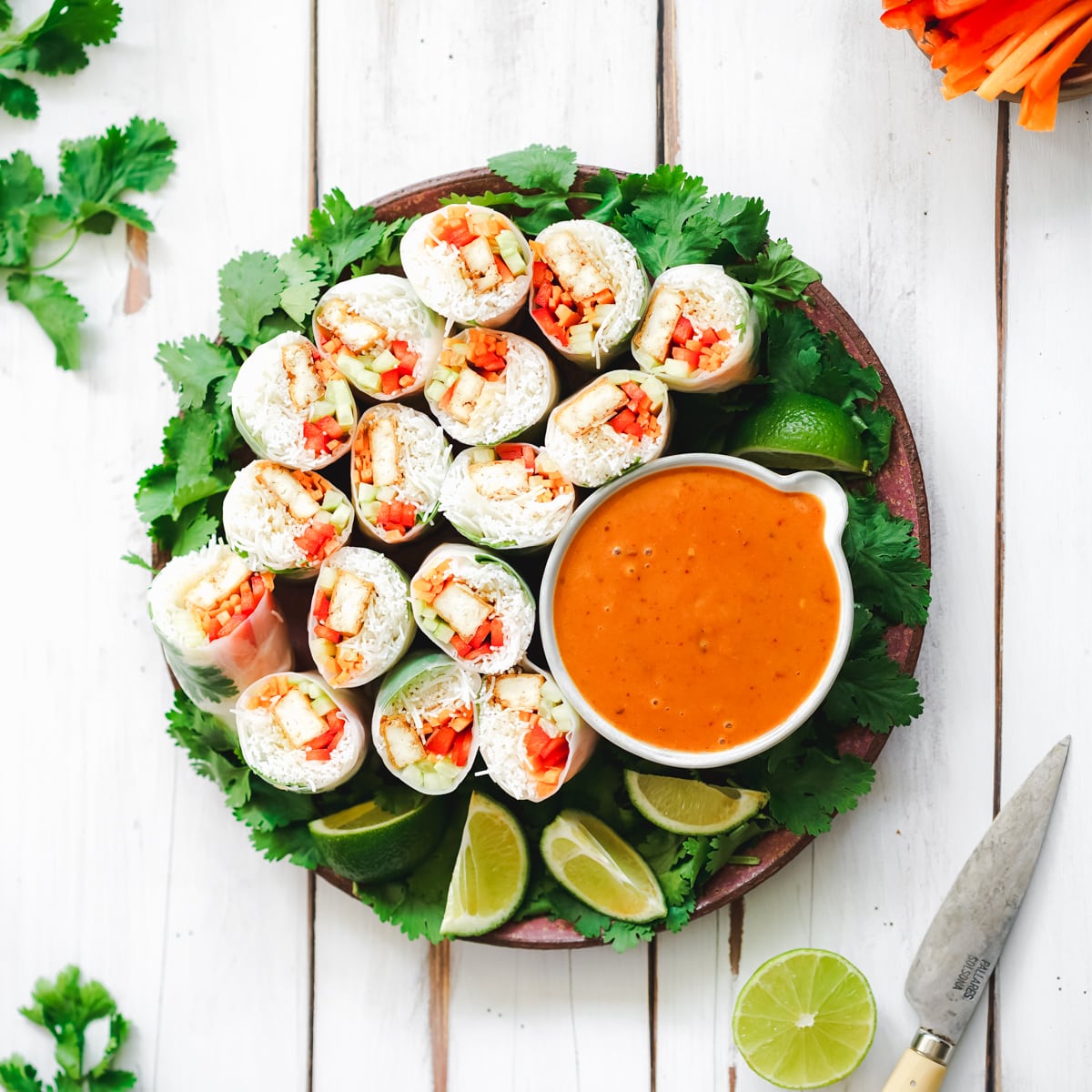 Vegan Summer Rolls with Harissa Peanut Sauce