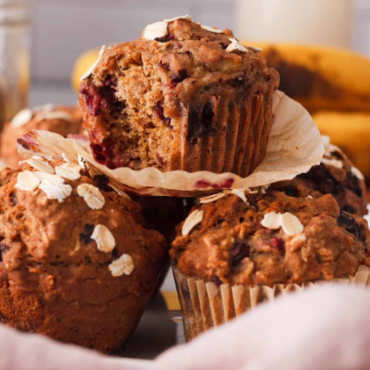 Banana Blackberry Oatmeal Muffins