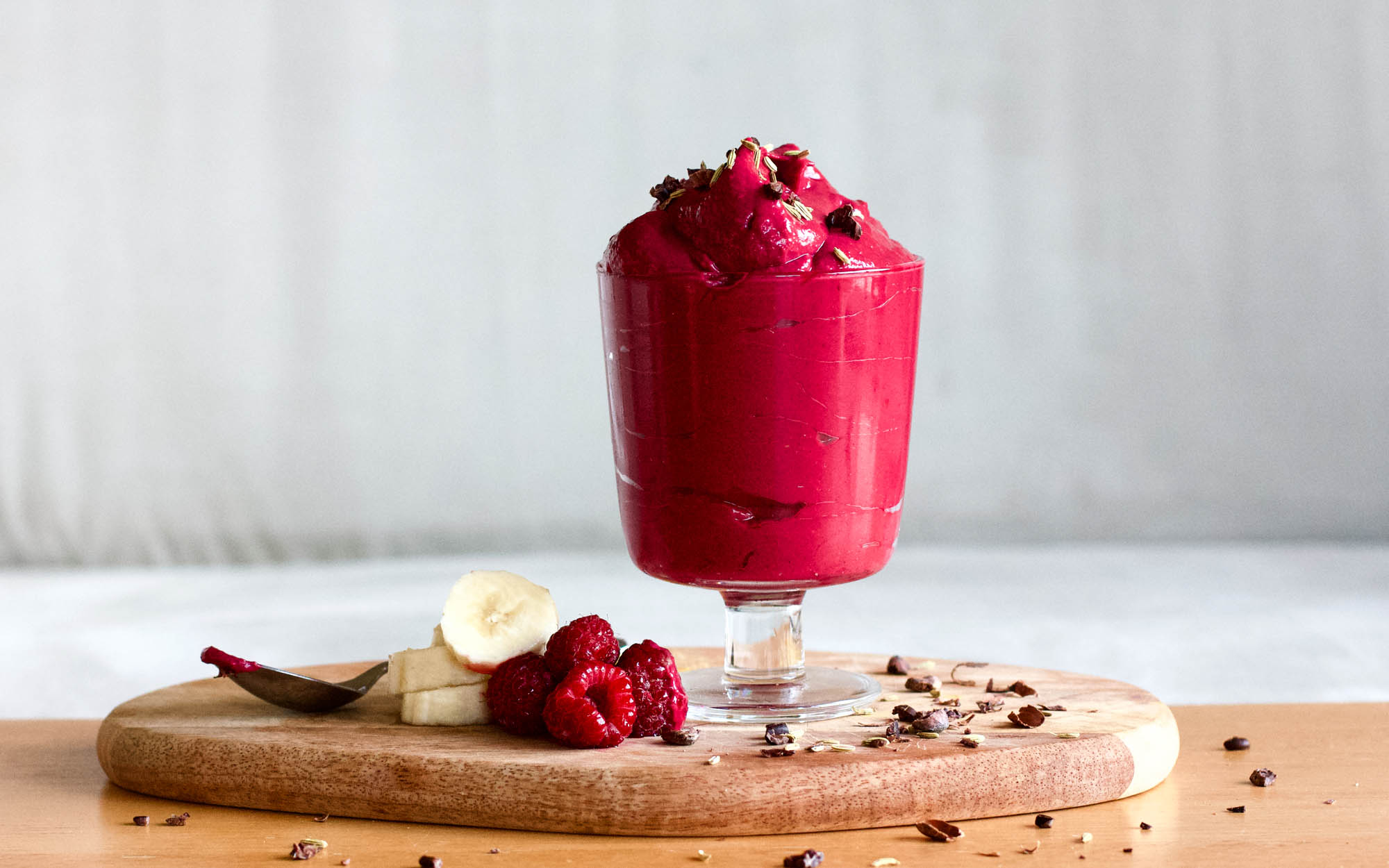 Banana, Raspberries and Beet Nice Cream