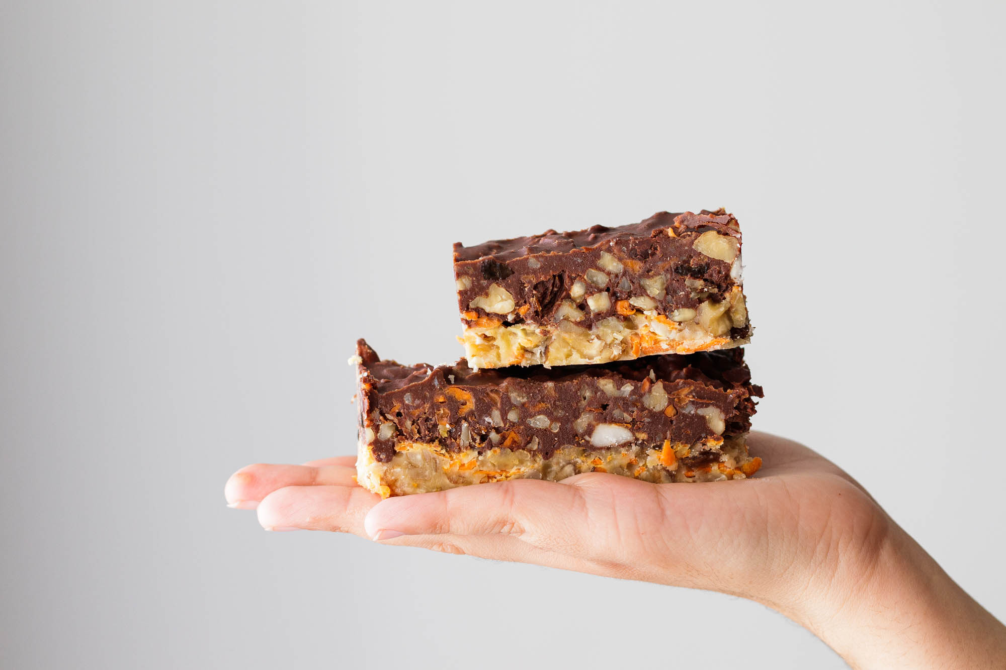 Coconut Carrot Chocolate Raw Cake Bars