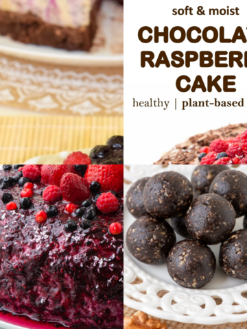 Collage of four fruit-sweetened vegan desserts