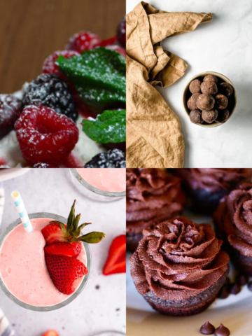 Collage of four oil-free vegan sweet treats