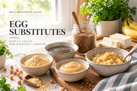 Egg substitutes for baking: flax, psyllium husk, chia, banana and dates