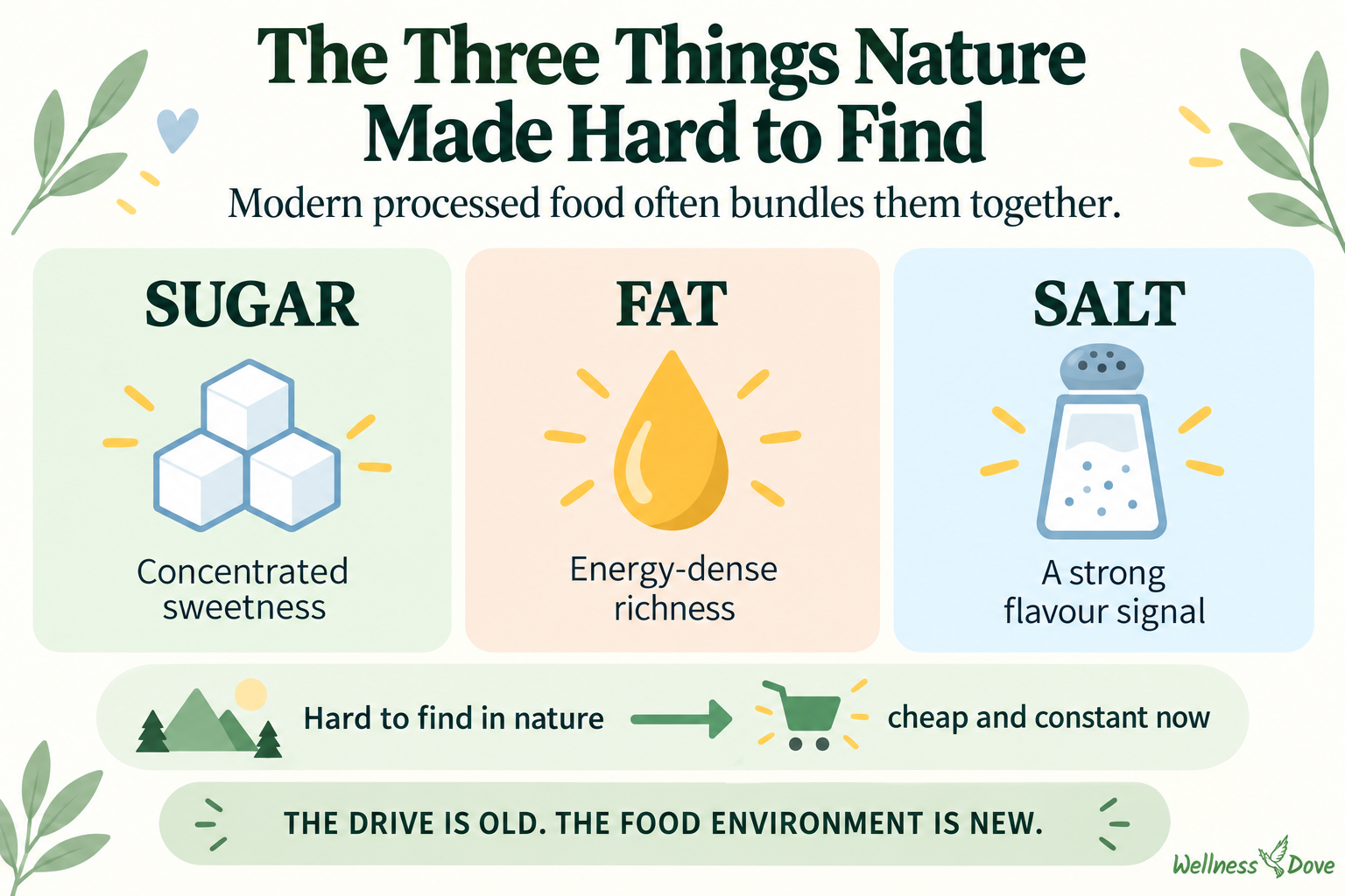 Sugar, fat and salt: the three things nature made hard to find