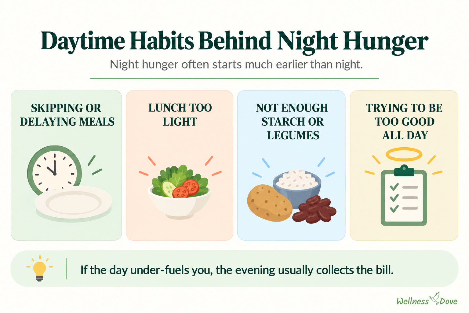 Daytime eating habits that can contribute to genuine hunger at night